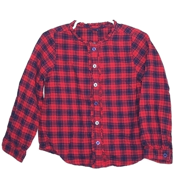 Gap Plaid Button Down Ruffle Shirt 4 - Picture 1 of 5